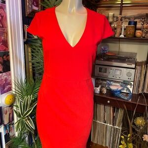 Elegant Red V-Neck Dress
